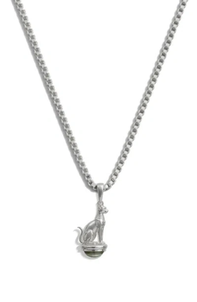 Awe Inspired Sacred Cat Cabochon Necklace In Metallic