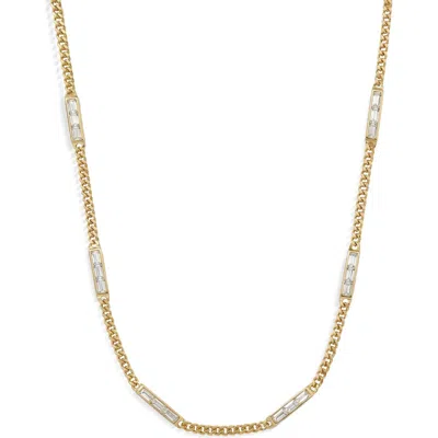 Awe Inspired Sapphire Baguette Collar Necklace In Gold