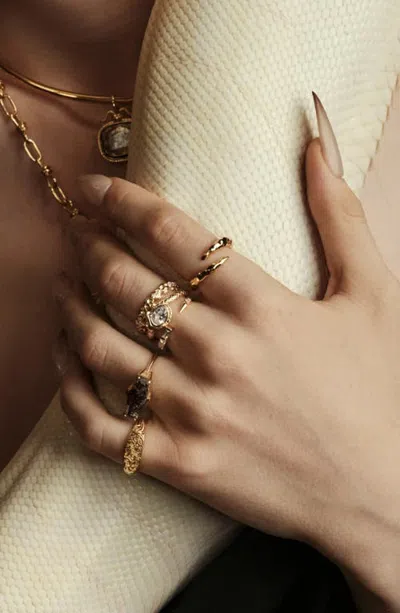 Awe Inspired Serpent Fang Wrap Ring In Gold