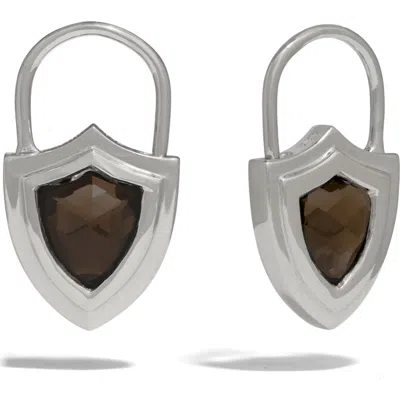 Awe Inspired Shield Huggie Earrings In Brown
