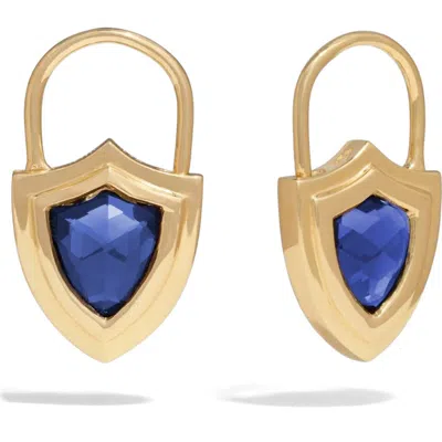 Awe Inspired Shield Huggie Earrings In Gold