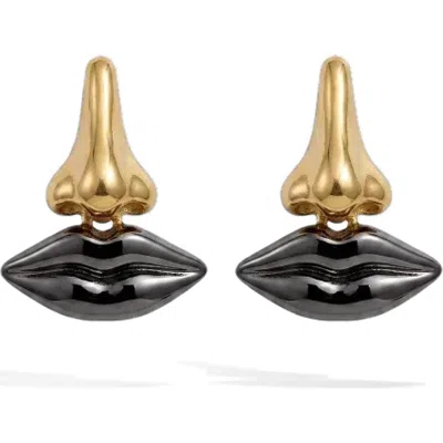 Awe Inspired Spellbound Nose Lips Drop Earrings In Multi