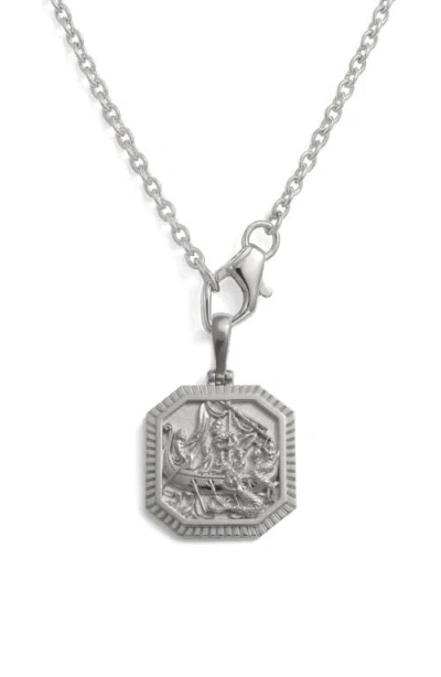 Awe Inspired Spellbound Odysseus Coin Necklace In Metallic Silver