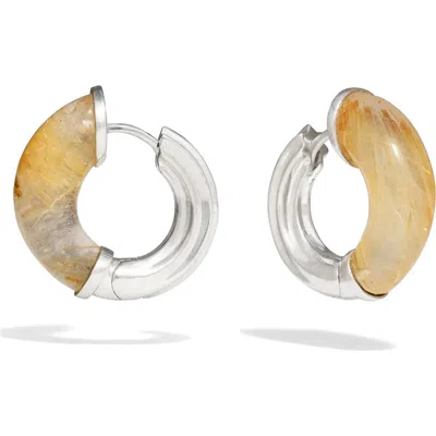Awe Inspired Star-carved Hoop Earrings In Metallic