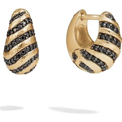 Awe Inspired Tiger Print Huggie Earrings In Gold
