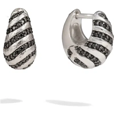 Awe Inspired Tiger Print Huggie Earrings In Metallic