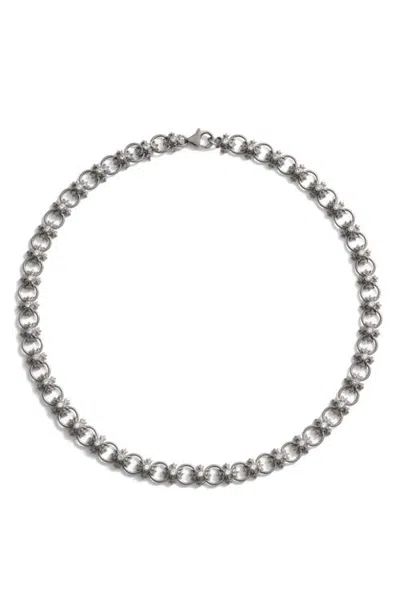 Awe Inspired Triple Moon Crest Collar Necklace In Metallic
