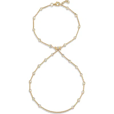 Awe Inspired Triple Moon Hand Chain In Gold