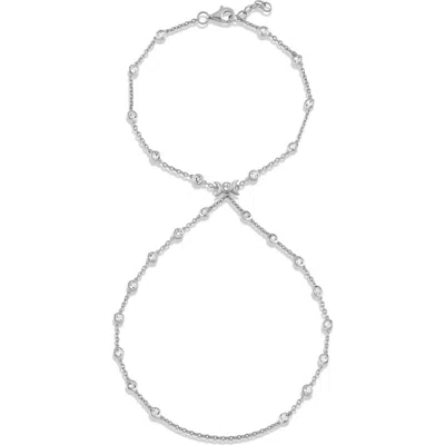 Awe Inspired Triple Moon Hand Chain In Metallic