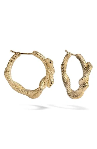 Awe Inspired Twisted Serpents Hoop Earrings In Gold