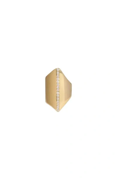 Awe Inspired White Sapphire Shield Ear Cuff In Gold