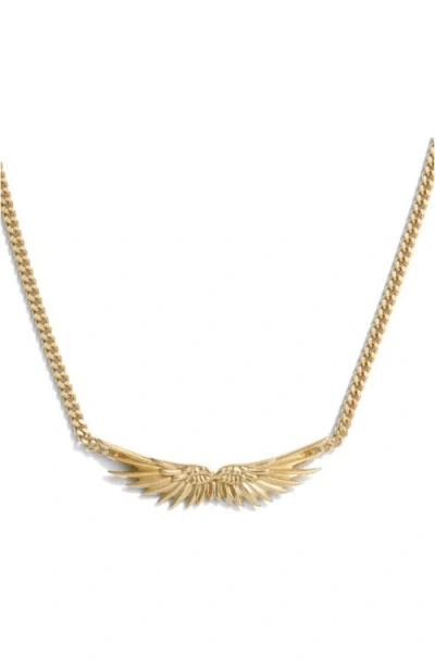 Awe Inspired Wings Cuban Chain Necklace In Gold