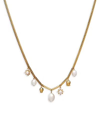 Awe Inspired Women's 14k Gold Vermeil, Freshwater Pearl & Diamond Choker Necklace