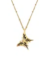 AWE INSPIRED WOMEN'S 14K GOLD VERMEIL STERLING SILVER & 0.001 TCW BLACK DIAMOND BUTTERFLY PENDANT NECKLACE
