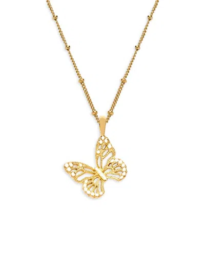 Awe Inspired Women's 14k Gold Vermeil Sterling Silver Butterfly Pendant Necklace
