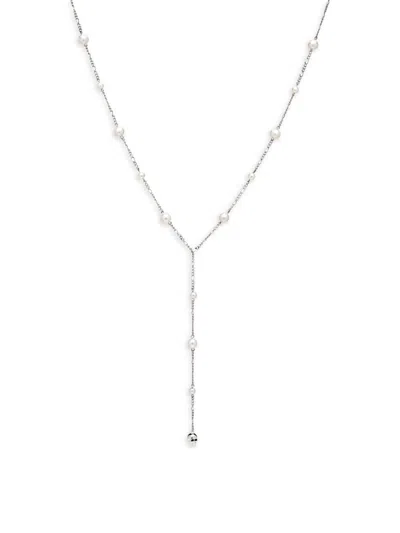Awe Inspired Women's Sterling Silver & 2.5-6mm Freshwater Pearl Lariat Necklace