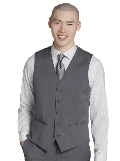 Awearness Kenneth Cole Big & Tall Chillflex Modern Fit Premium Wool Blend Men's Suit Vest In Gray