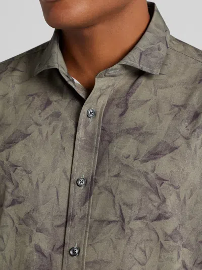 Awearness Kenneth Cole Big & Tall Men's Chillflex Slim Fit 4-way Stretch Button Up Shirt Olive - Size: Xxl In Green