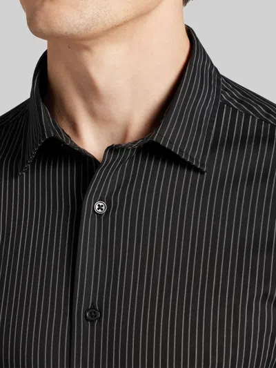 Awearness Kenneth Cole Big & Tall Men's Chillflex Slim Fit Pin Stripe Button-up Shirt In Black