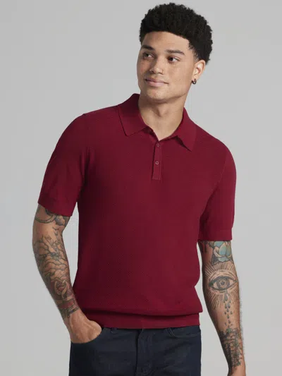 Awearness Kenneth Cole Big & Tall Men's Jacquard Polo Sweater In Burgundy