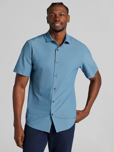 Awearness Kenneth Cole Big & Tall Men's Modern Fit Chillflex 4-way Stretch Sportshirt In Blue