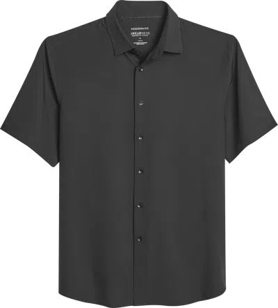Awearness Kenneth Cole Big & Tall Men's Modern Fit Short Sleeve Performance 4-way Stretch Button Up Shirt In Black