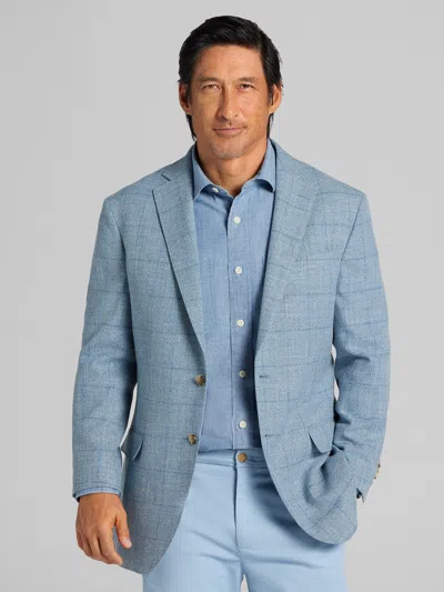 Awearness Kenneth Cole Big & Tall Men's Modern Fit Windowpane Plaid Sport Coat In Blue