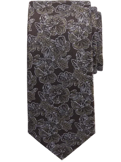 Awearness Kenneth Cole Big & Tall Men's Narrow Hibiscus Tie In Brown