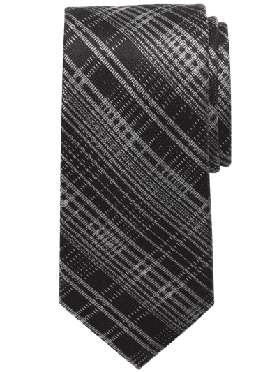 Awearness Kenneth Cole Big & Tall Men's Narrow Stitch Plaid Tie In Black