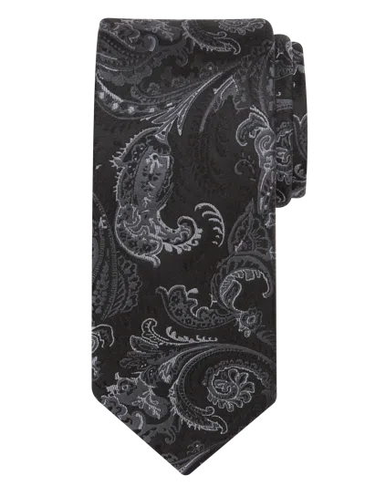 Awearness Kenneth Cole Big & Tall Men's Narrow Tempest Paisley Tie In Black