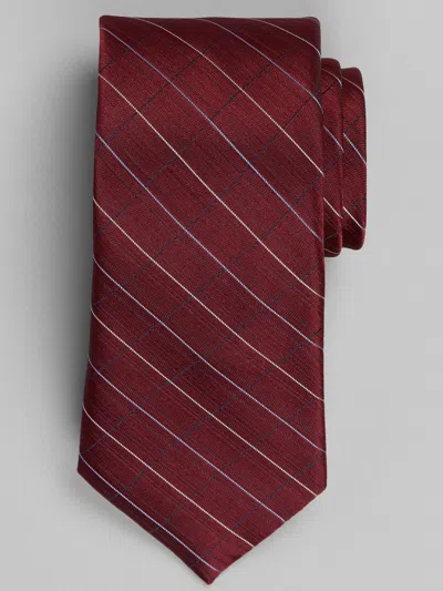 Awearness Kenneth Cole Big & Tall Men's Particular Plaid Tie Burgundy - Size: Xlong In Red