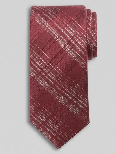 Awearness Kenneth Cole Big & Tall Men's Pick Stitch Plaid Tie Burgundy - Size: Xlong In Red