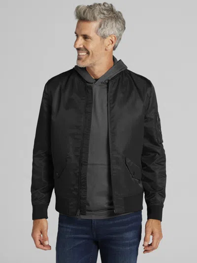 Awearness Kenneth Cole Big & Tall Men's Satin Bomber Jacket In Black