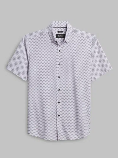 Awearness Kenneth Cole Big & Tall Men's Slim Fit 4-way Stretch Mini Arrow Short Sleeve Button Up Shirt In Pink