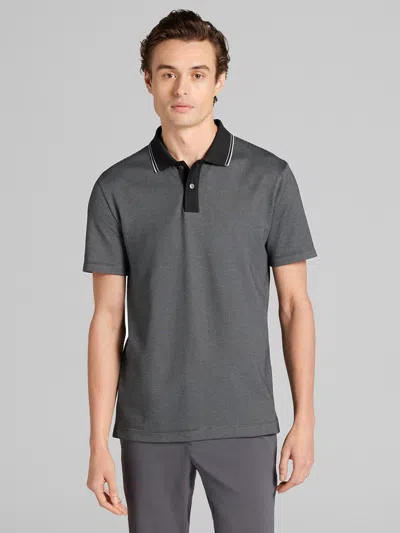 Awearness Kenneth Cole Big & Tall Men's Slim Fit Grid Jacquard Polo In Black