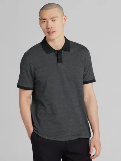 Awearness Kenneth Cole Big & Tall Men's Slim Fit Jacquard Polo In Black