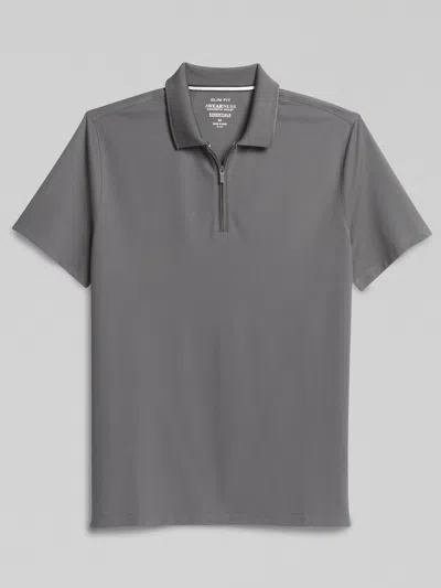 Awearness Kenneth Cole Big & Tall Men's Slim Fit Performance Tech Zip Polo Charcoal - Size: 3xlt In Gray