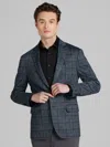 Awearness Kenneth Cole Big & Tall Men's Slim Fit Plaid Knit Sport Coat In Gray
