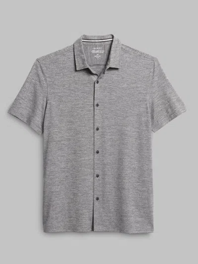 Awearness Kenneth Cole Big & Tall Men's Slim Fit Short Sleeve Performance Knit Button Up Shirt In Gray