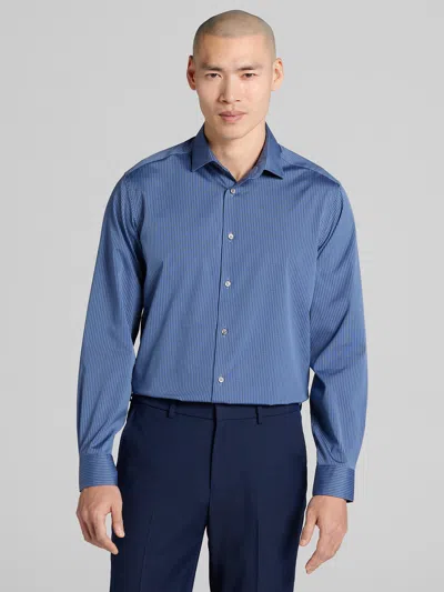 Awearness Kenneth Cole Big & Tall Men's Slim Fit Stripe Dress Shirt In Blue