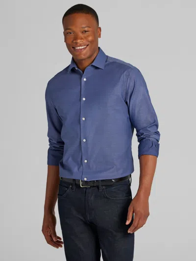 Awearness Kenneth Cole Big & Tall Men's Slim Fit Ultra Performance Stretch Dot Dress Shirt In Blue