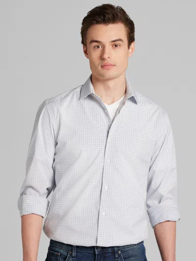 Awearness Kenneth Cole Big & Tall Men's Slim Fit Ultra Performance Stretch Mini Plaid Dress Shirt In White