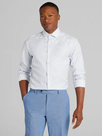 Awearness Kenneth Cole Big & Tall Men's Slim Fit Ultra Performance Stretch Textured Stripe Dress Shirt In Blue