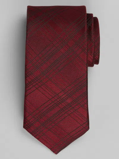 Awearness Kenneth Cole Big & Tall Men's Texturama Plaid Tie Burgundy - Size: Xlong In Red