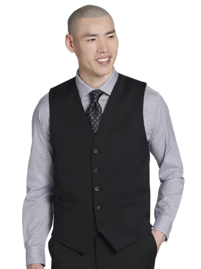 Awearness Kenneth Cole Big & Tall Modern Fit Wool Blend Men's Suit Vest In Black