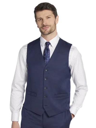 Awearness Kenneth Cole Big & Tall Modern Fit Wool Blend Men's Suit Vest In Blue