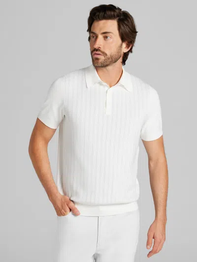 Awearness Kenneth Cole Jacquard Stripe Short Sleeve Polo Sweater In White