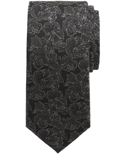 Awearness Kenneth Cole Narrow Hibiscus Tie In Black