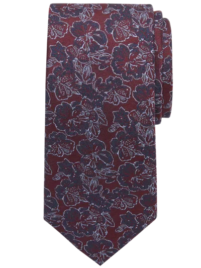 Awearness Kenneth Cole Narrow Hibiscus Tie Burgundy - Size: One Size In Red