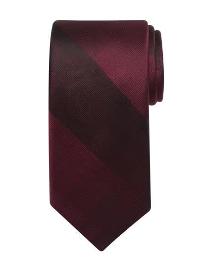 Awearness Kenneth Cole Narrow Tonal Plaid Tie Burgundy - Size: One Size